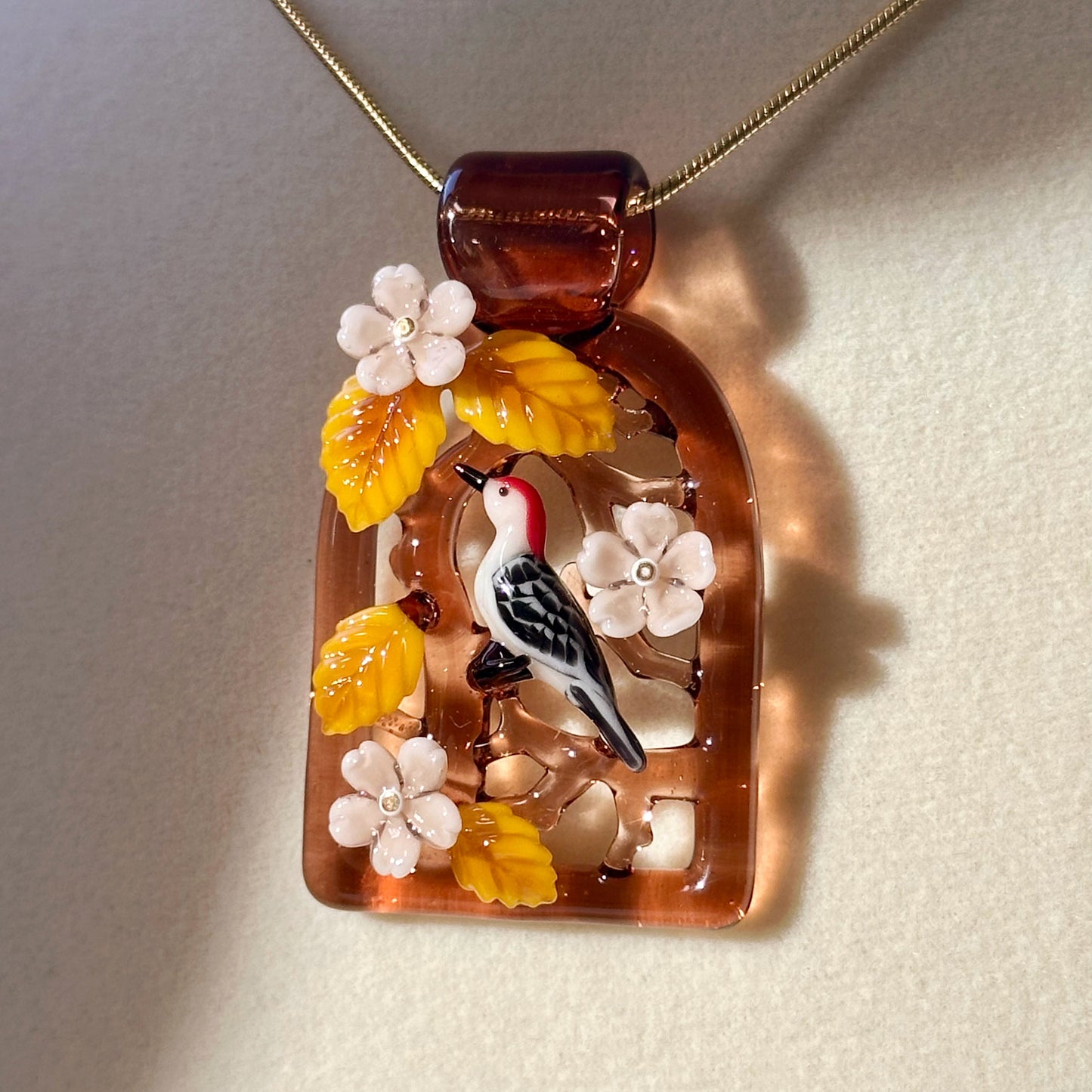 Autumn Red-Bellied Woodpecker Pendant
