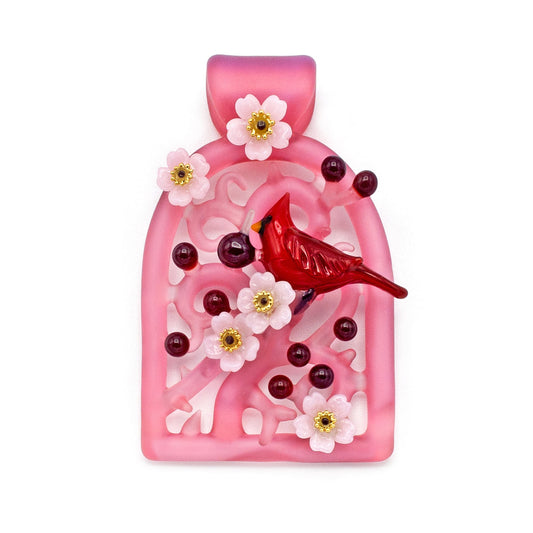 The Cardinal & Cherry Blossoms Pendant