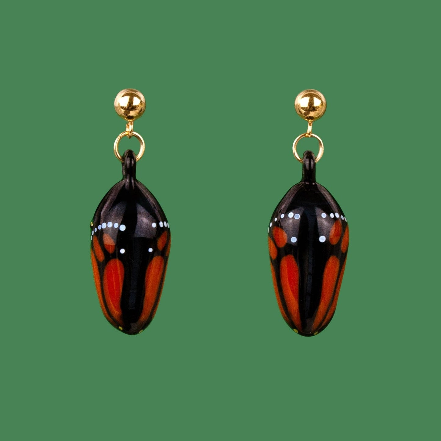 Monarch Chrysalis Earrings in Transparent Phase