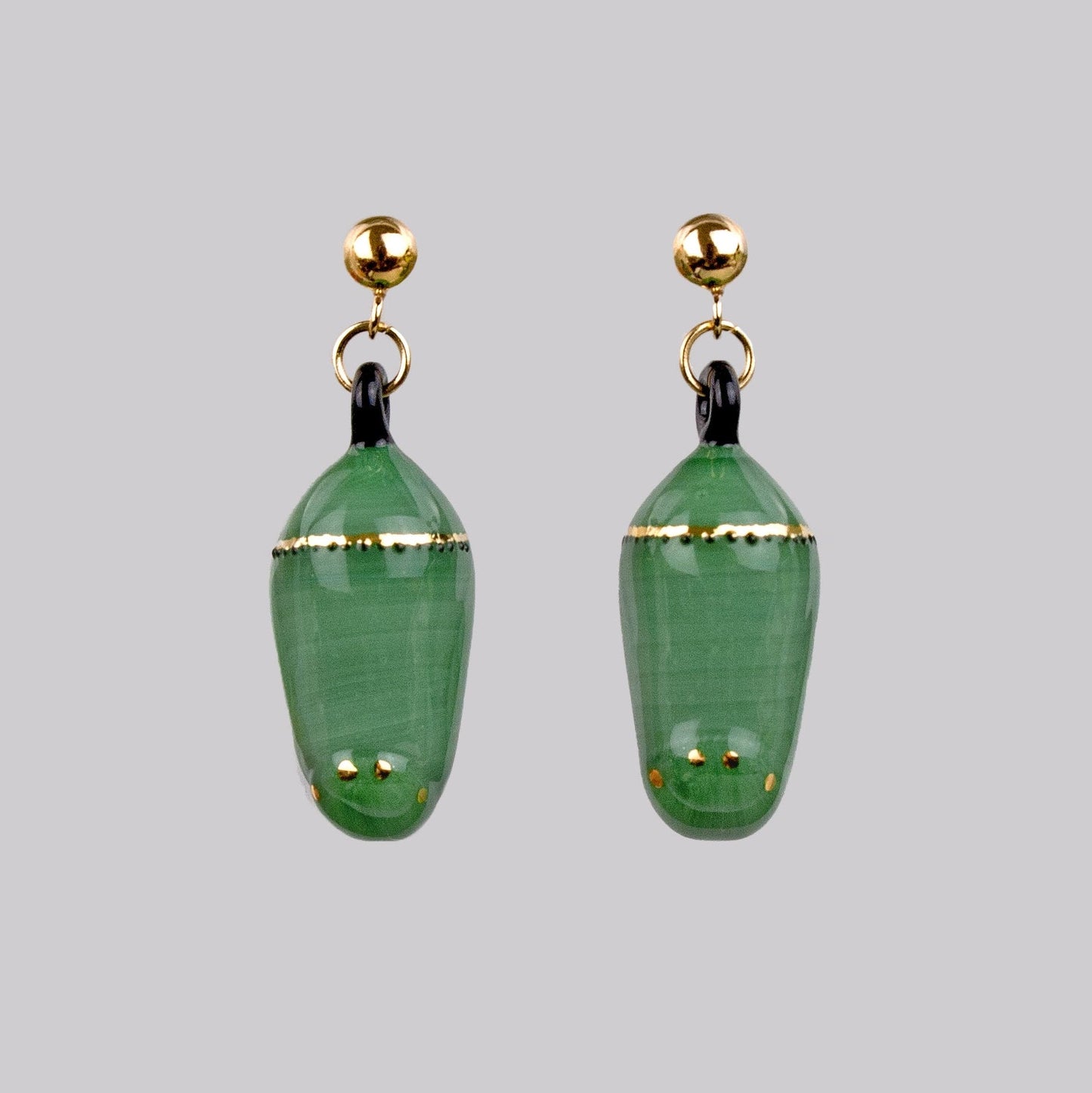 Monarch Chrysalis Earrings in Jade Phase