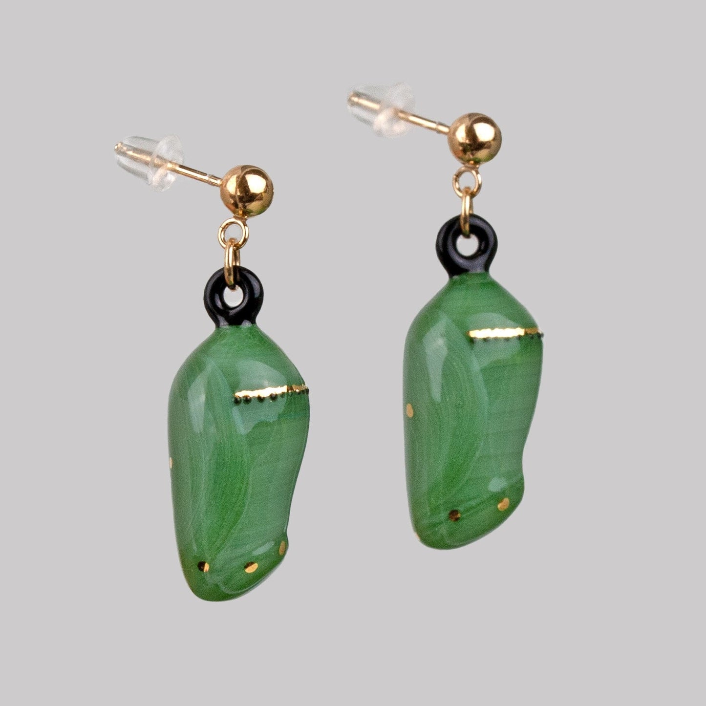 Monarch Chrysalis Earrings in Jade Phase