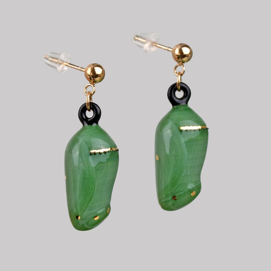 Monarch Chrysalis Earrings in Jade Phase